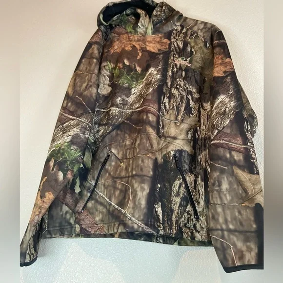 Mossy Oak~Men’s Fleece Hoodie~Built In Neck Gaiter~Zippered Front Pouch~Size L - Picture 7 of 13